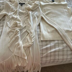 Stephanie Rogers Cream Ruffled Cardigan Set